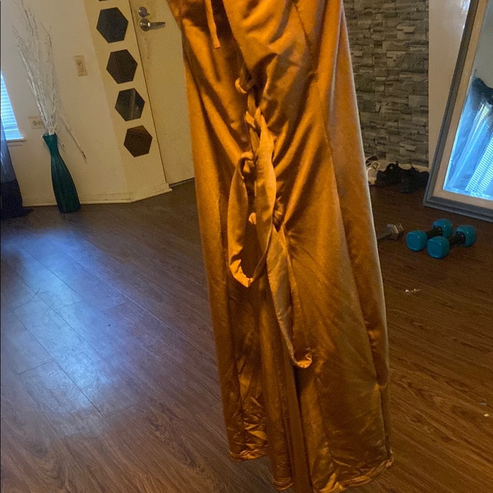 Fashion Nova Brown Ruched Maxi Wrap Skirt